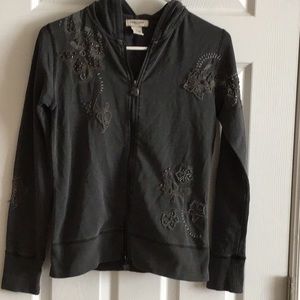 Slate grey embellished hooded sweatshirt